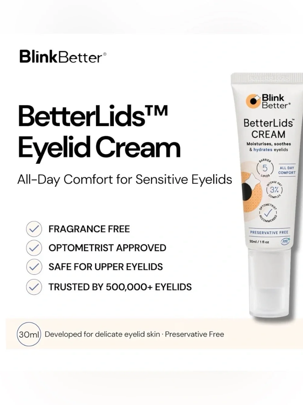 Blinkbetter Betterlids Restore Eyelid Cream – Barrier Support To Hydrate, Soothe